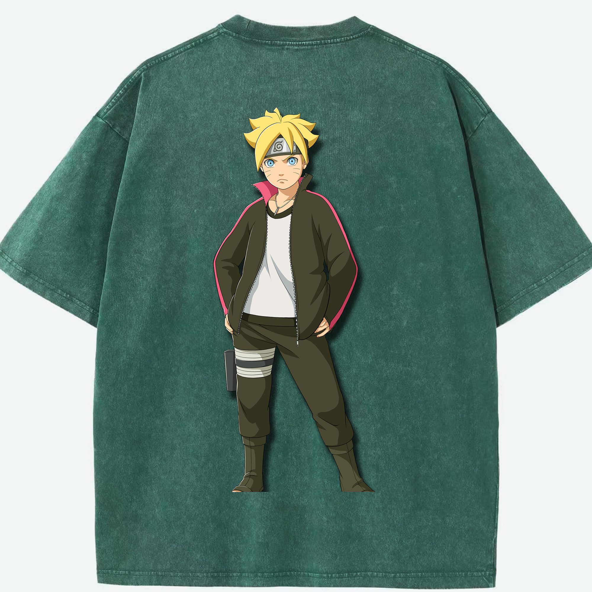 （画像用） NARUTO -ナルト- うずまき ボルト Uzumaki Boruto 綿100% ヴィンテージ風 半袖Tシャツ（背面プリント）